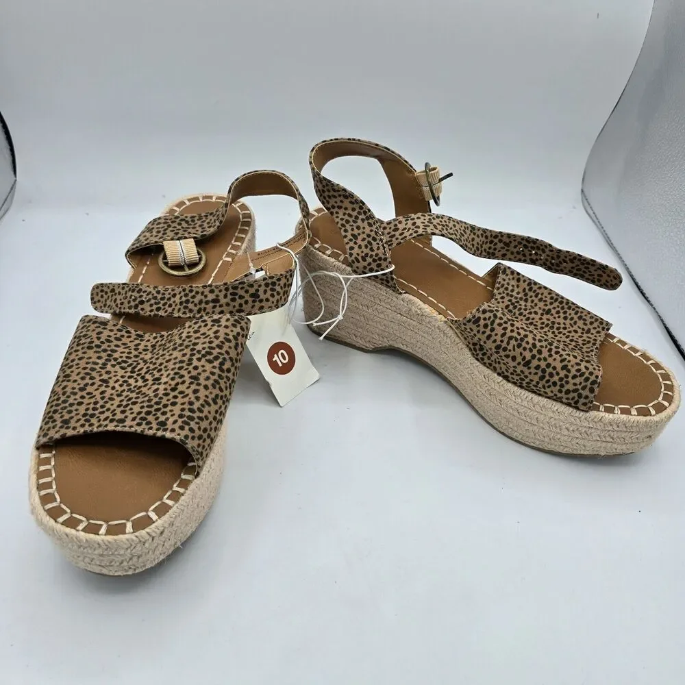 Size 10 Universal Thread Morgan Leopard Print Espadrille Wedge Woven Heel 3in
